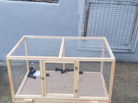Taxta və metal torlu heyvan qəfəsi - Material: təbii ağac karkas, sıx — फ़ोटो 1