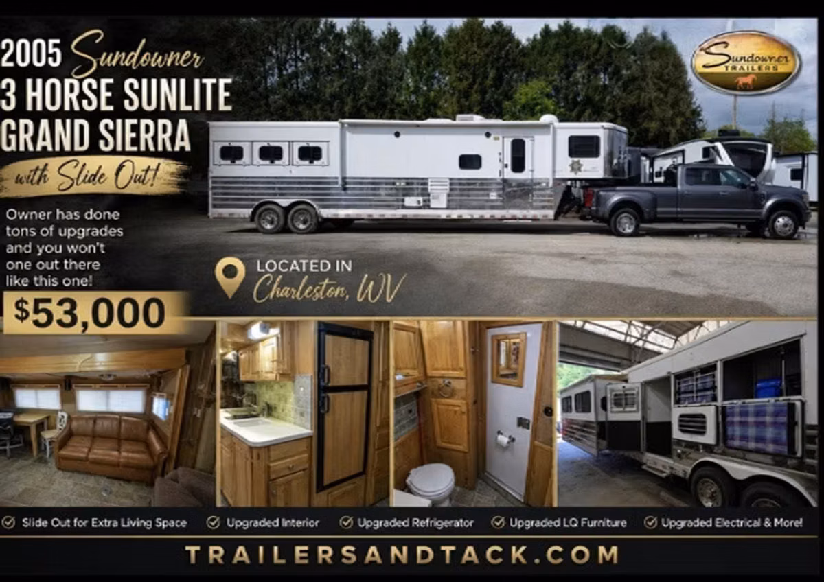 2004 Sundowner Trailers 8016 Sunlite 725 Grand Sierra Gooseneck Horse Trailer