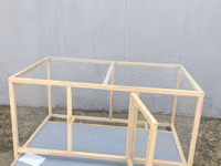 Taxta karkaslı, metal torlu geniş heyvan qəfəsi - Material: təbii — photo 2